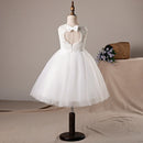 Lace Short Flower Girls Dresses Sleeveless Backless Elegant Junior Bridesmaid Dresses With Bow Princess