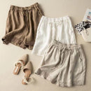Linen Shorts Women Hollow Out Crochet Elastic Waist Shorts Women Clothing
