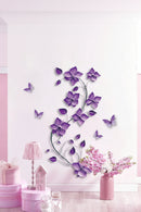 Purple Flowers Butterfly Bedroom Porch Bedside Home Wall Decoration Wall Stickers Self-adhesive Room Decoration