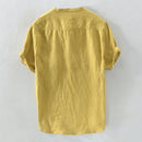 Men Casual Blouse Linen Shirt Loose Tops Tee Shirt Summer Casual Handsome Men Shirts