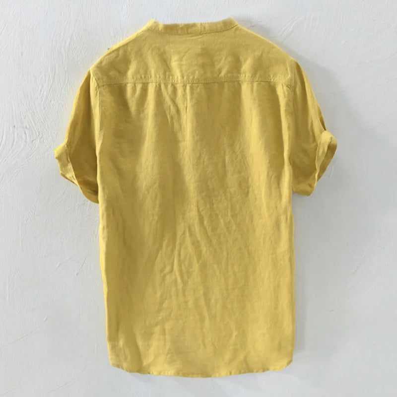 Men Casual Blouse Linen Shirt Loose Tops Tee Shirt Summer Casual Handsome Men Shirts