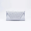 Clutch Handbag Rhinestone Bag Women Evening Wedding Banquet Shoulder Purse Pleated Satin Bag