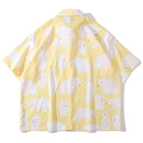 Polar Bear Shirts Loose Shirts Men Summer Button Up Blouse Casual Oversized Shirts