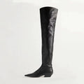 knee boots Square-head Side zipper Low heel Modern boots Modern boots