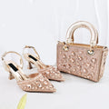 Silver Shiny Rhinestone Slingback High Heels Rhinestone Top Handle Bag Women Bridal Evening Cocktail Shoe and bag Matching Set