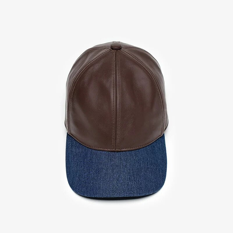 Baseball Caps Women Genuine Sheepskin Patchwork Mixed Comfortable Ladies Hats Handmade