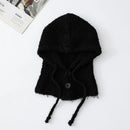 Wool Blend Knitted Hat Scarf Winter Warm One-Piece Neck Collar Beanies Hats for Women