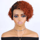 Clearance Blonde Brown Short Pixie Cut Curly Bob C Part Lace Front Human Hair Wigs For Women Remy Hair Wig
