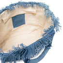 Europe and America Travel High Capacity Women's Bag New Handmade Tassel Handbag Denim Tote Bag