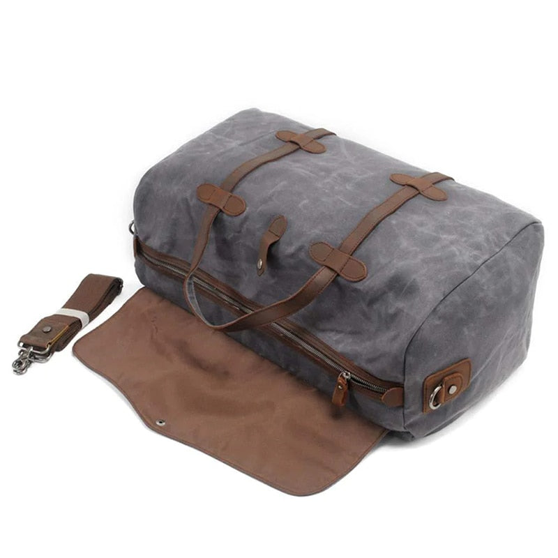 Waterproof Waxed Canvas Luggage Bag Large Capacity Crossbody Bag Travel Weekend Bag For Men Business Trip Duffel Tote Bag