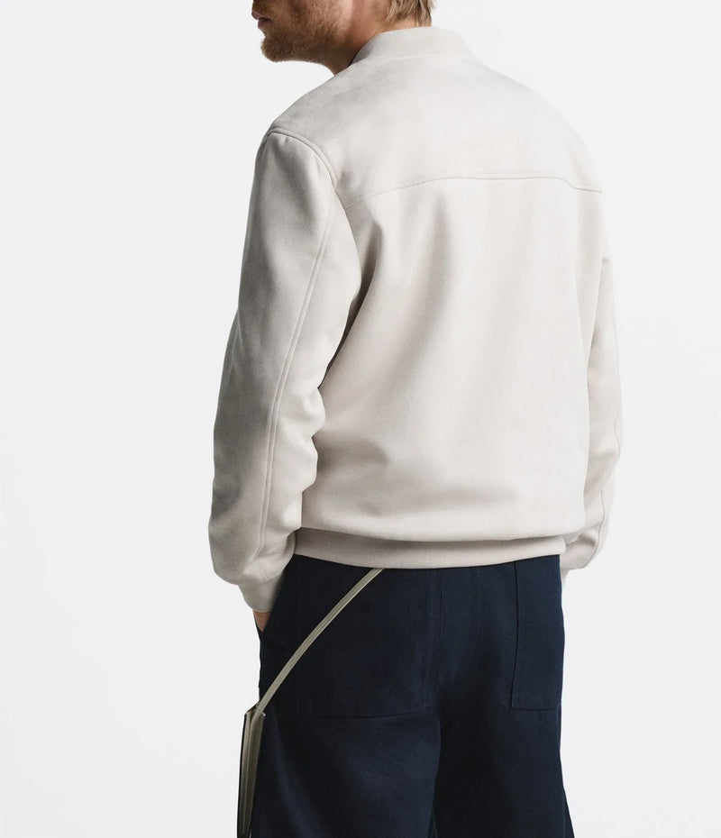 Simple Stand Collar Men Jacket Casual Fit Imitation Suede Bomber Jackets Solid Luxury Coat Top