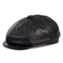 Genuine Leather Newsboy Caps For Men Real Suede Leather Irish Cabbie Driving Ivy Flat Hat