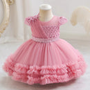 Girl baby clothes one year old birthday party baptize the flower girl net yarn princess skirt newborn
