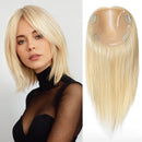 Blonde Toppers for Women Mono Top Hand-Tied Lace Base Four Clips in Topper Hair Extensions