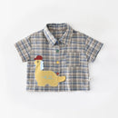 Summer Children's Clothing Leisure Breathable Boys' Set Top with Ripped Denim Shorts Two Piece Set