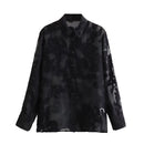 Shirt Women Semi Sheer Chiffon Blouse Female Button Up Elegant Chic Woman Shirts Autumn Long Sleeve Tops