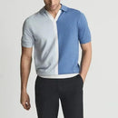Spring Summer Turn-down Collar Short Sleeve Men's Knitted Polo Shirt