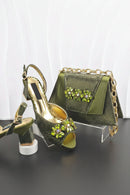 Shoes And Bag Sets For Evening Party With Stones gold Italian Handbags Match Bags