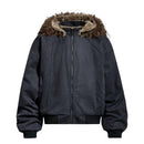 Spliced Hooded Cargo Padded Jacket Men Winter Casual Retro Removable Hat Thick Outerwear Man