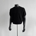 Knitting Sweater Men's Short Sleeve Knit Tee Summer Ribbed Texture Casual Base Shirt