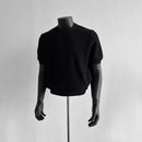 Knitting Sweater Men's Short Sleeve Knit Tee Summer Ribbed Texture Casual Base Shirt