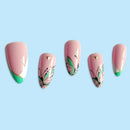 Press-On Nails - Almond Shape Butterfly Mint Green & White Mix Perfect As Gifts for Women and Family Members