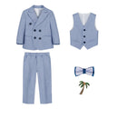 Child Spring Autumn Formal Suit Set Boy Piano Host Wedding Party Photography Costume Kids Blazer Vest Pants Bowtie
