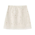 Women Beige Hollow Out Side Zipper A-Line Mini Skirt Female Chic Lady Skirts