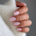 24pcs Short Square Press on Nails Gradient Glitter Gold Edge Nails Heart French Nail Art Rhinestone Nails