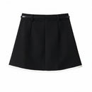 Black skirt with a belt on a white background, Obroi