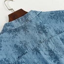 Men's denim short-sleeved shirt vintage casual shirt Cuban collar pure cotton Hawaiian shirt men clothing
