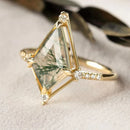 Natural Gemstone Green Moss Agate Ring For Women 925 Sterling Silver Gold Plated Jewelry Gift