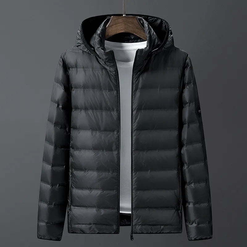 Autumn winter brand hat detachable loose down jacket classic men lightweight warm down coat