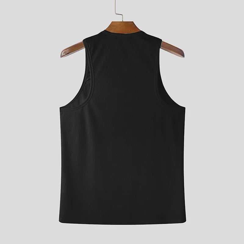 Men Tank Tops Lace See Through Male Vests Sleeveless Summer Men Clothing