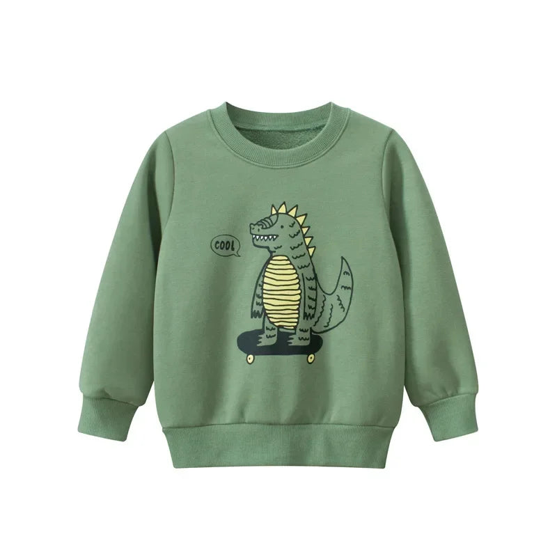 Winter Clothes Velvet Warm Sweatshirt for Boys cartoon dinosaur Long Sleeve Children's Jumper Top Boy Hoodies Kids outfit