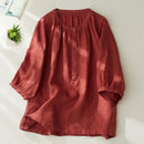Summer Solid  Linen Brief Blouse Shirt Button Elegant Ladies Women Casual Loose Tops