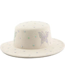 Diamond Felt Design Sense Small Fragrance Gift Butterfly Round Top Women's Travel Hat