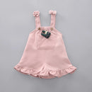 Toddler Baby Girl T-shirt Suspender Shorts Outing Clothes Bay Sets Suits
