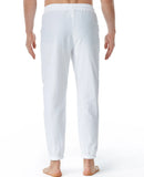Men Cotton Linen Drawstring Pants Elastic Waist Casual Jogger Yoga Pants Men Casual Lightweight Home Sport Trousers