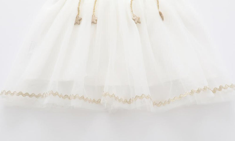 Baby Girl White Dress Babies Flying Sleeve Vest Dresses Toddler Summer Casual Clothes Ruffle 1-3 Years Frocks