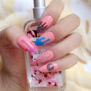 Wine Red Arcylic False Nails Gradient Glitter Gold Short Stiletto Fake Nails With Jelly Glue Sticker DIY Manicure Accessory