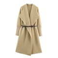 Women Autumn Winter Long Knit Cardigan Coat With Belt Elegant Warm Outerwear