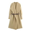 Women Autumn Winter Long Knit Cardigan Coat With Belt Elegant Warm Outerwear