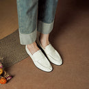 Genuine Leather Women's Loafers Autumn Splicing Wrinkle Low Heels Retro Loafers