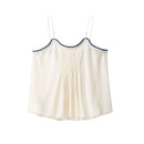 Summer Bohemian Pleated Decoration Spaghetti Strap Vest Women's Loose Camisole