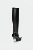 Black knee-high boot on a white background, Obroi