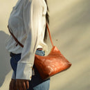 Grab leather one-shoulder dumpling bag Women's tanned tote Casual bag