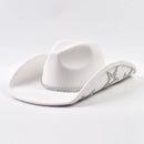Women Western Cowboy Hat Wide Brim Rhinestone Star Hats for Wedding Reception Dance Floor Bachelor Party Costume