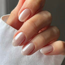 Simple Pearlescent Nail Art Glossy Chic Short Round Nails Detachable Finished Fake Nails Press on Nails