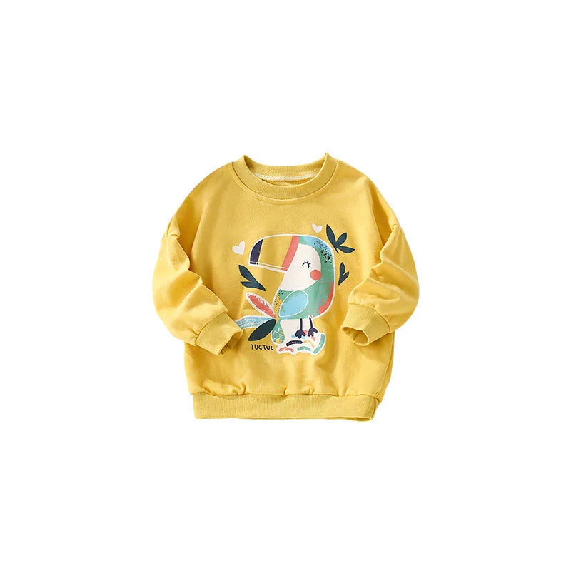 Girls Sweatshirts For Autumn Spring Birds Long Sleeve Hooded Shirts Lovely Baby Clothing Shirts